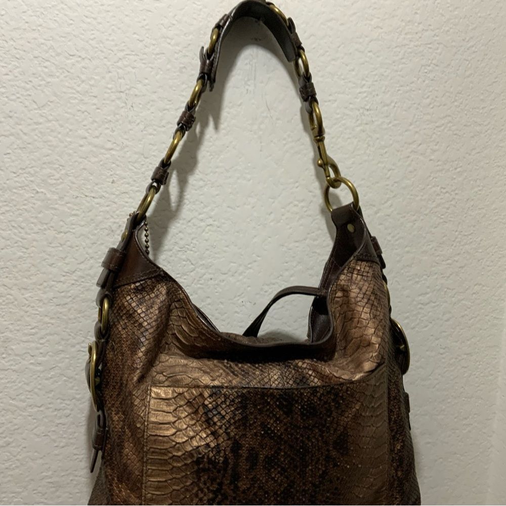 Coach Ltd Bleecker Chocolate Printed Python Slim … - image 3